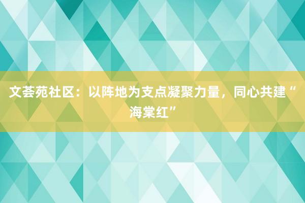 文荟苑社区：以阵地为支点凝聚力量，同心共建“海棠红”