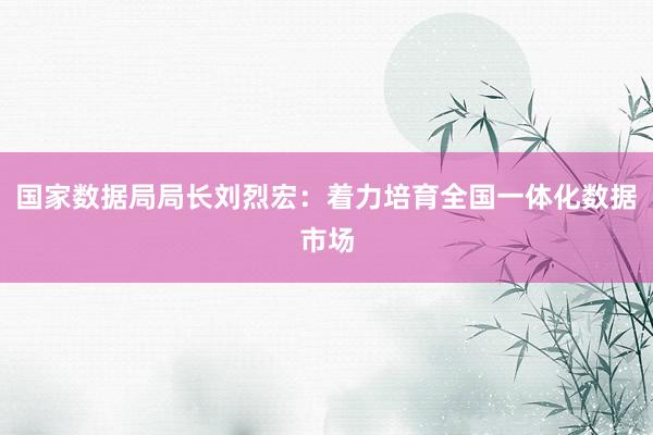 国家数据局局长刘烈宏：着力培育全国一体化数据市场