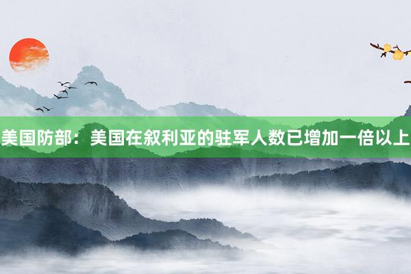 美国防部：美国在叙利亚的驻军人数已增加一倍以上