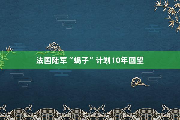 法国陆军“蝎子”计划10年回望