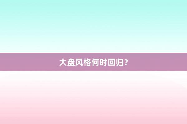 大盘风格何时回归？