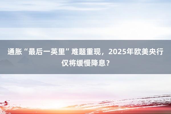 通胀“最后一英里”难题重现，2025年欧美央行仅将缓慢降息？